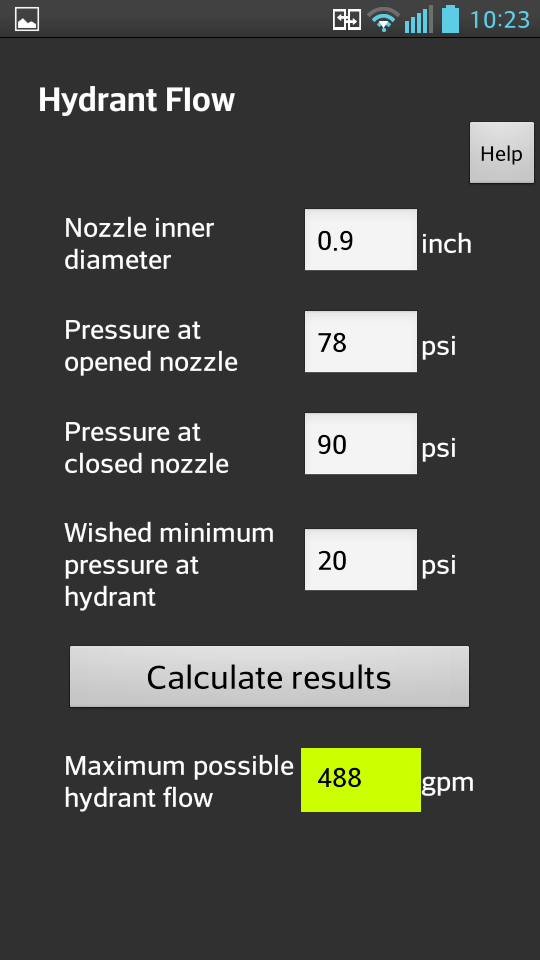 FireFighter CalcTool Screen 3