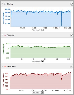 Pace, Elevation and HR chart