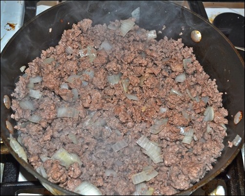 brown ground beef and onion