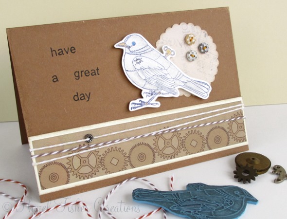 2013May23 rubber stamp steampunk card clockwork blackbird 1