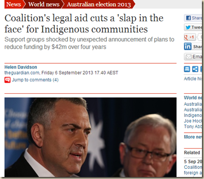 Coalition's legal aid cuts a 'slap in the face' for Indigenous communities - World news - theguardian.com