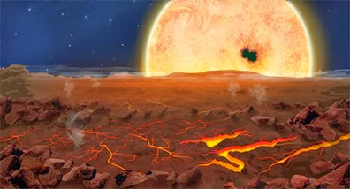 ilustração da superfície do exoplaneta