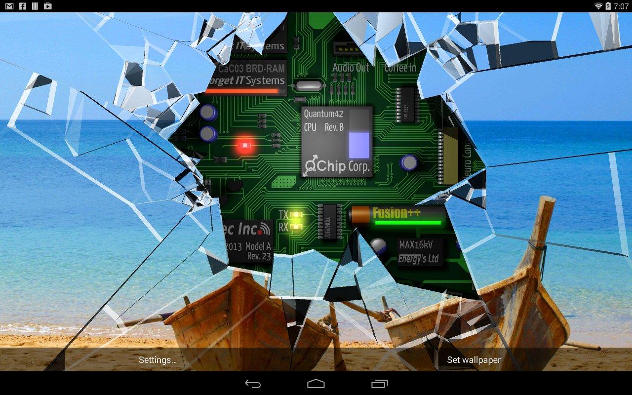 Cracked Screen Gyro 3D Parallax Wallpaper HD Apl Android Di
