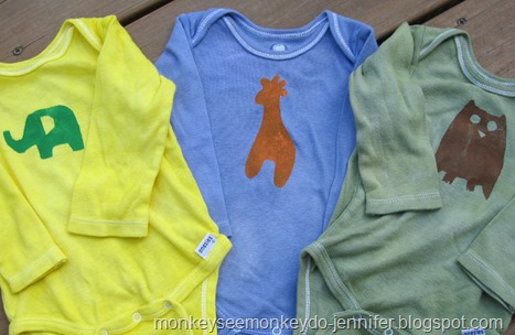 freezer paper stenciled dyed onesies (2)