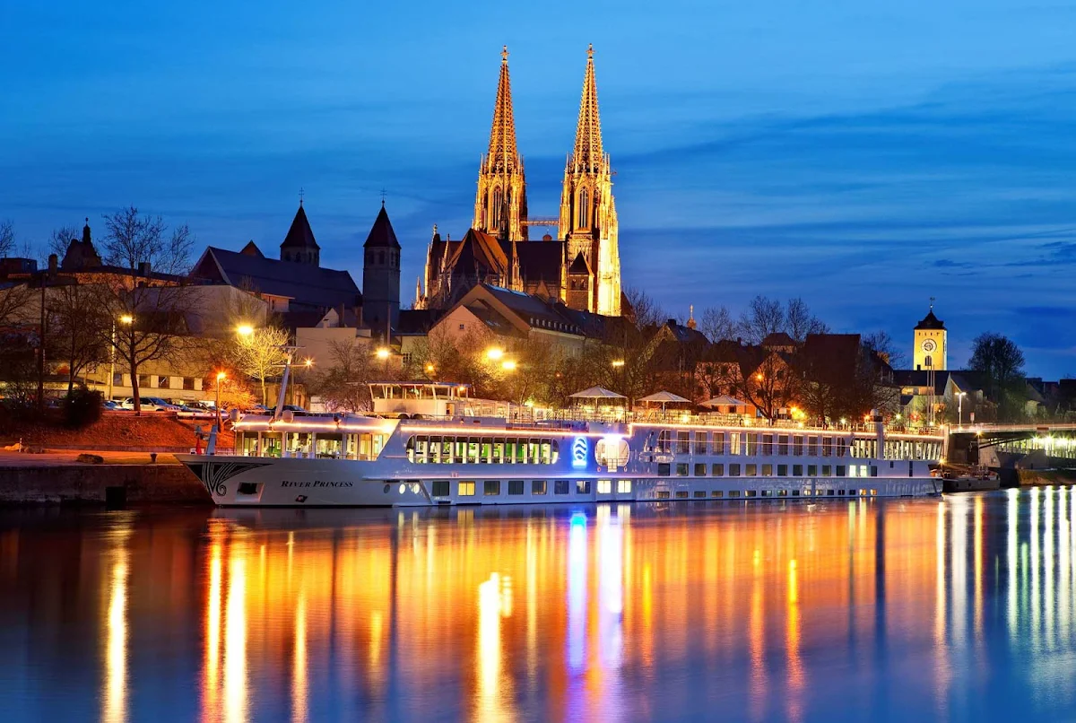 Uniworld-River-Princess-Regensburg-Germany - Discover the unforgettable medieval town of Regensburg in Germany on a European Cruise aboard River Princess. The Bavarian city sits at the confluence of the Danube and Regen rivers.