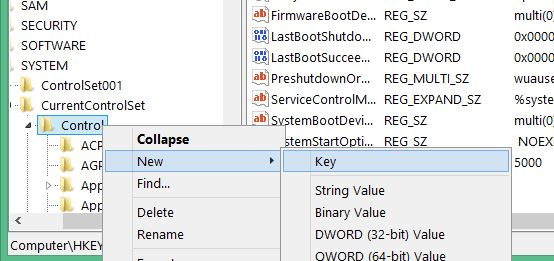 New registry key