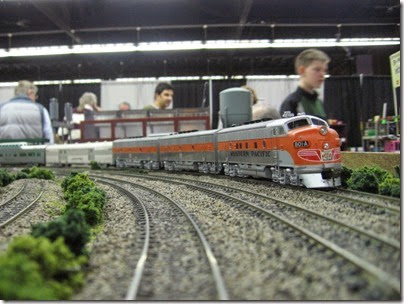 IMG_5484 Western Pacific F3A #801A pulling the California Zephyr on the LK&R HO-Scale Layout at the WGH Show in Portland, OR on February 17, 2007