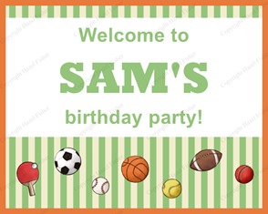 SI001 etsy 2 Ball Games printable welcome birthday party sign