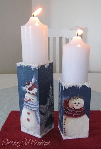 snowman candle holders