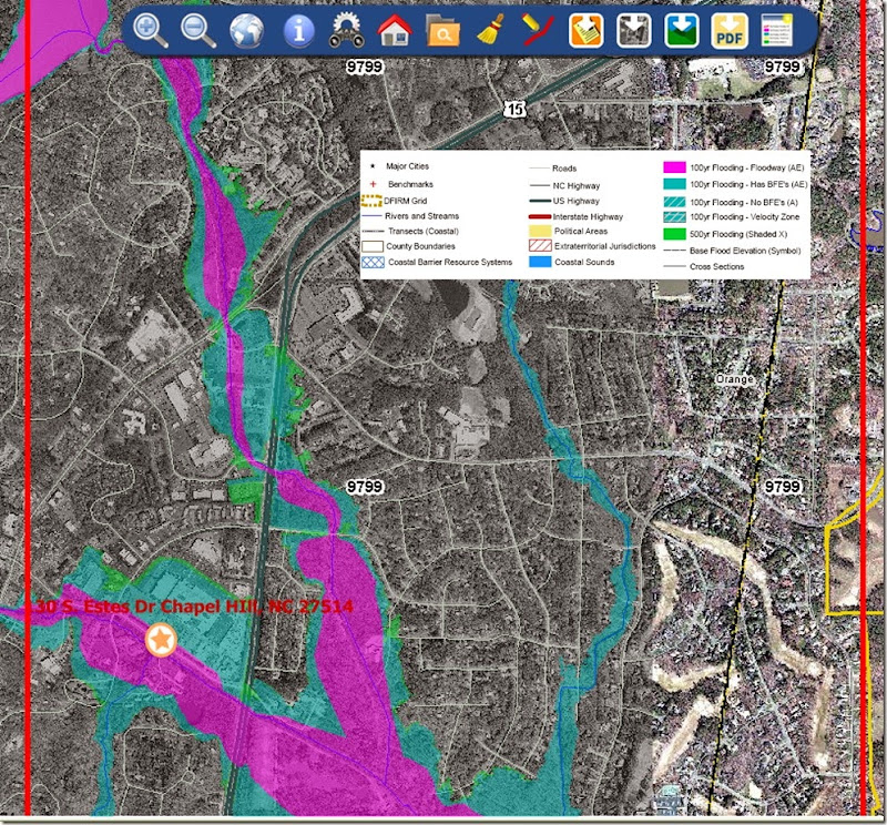 floodplain map of 130 S Estes Dr Chapel Hill NC