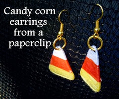 Candy corn earrings from a paperclip