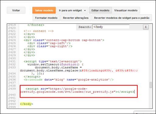 Prettify Syntax Highlighter no Blogger - Visual Dicas