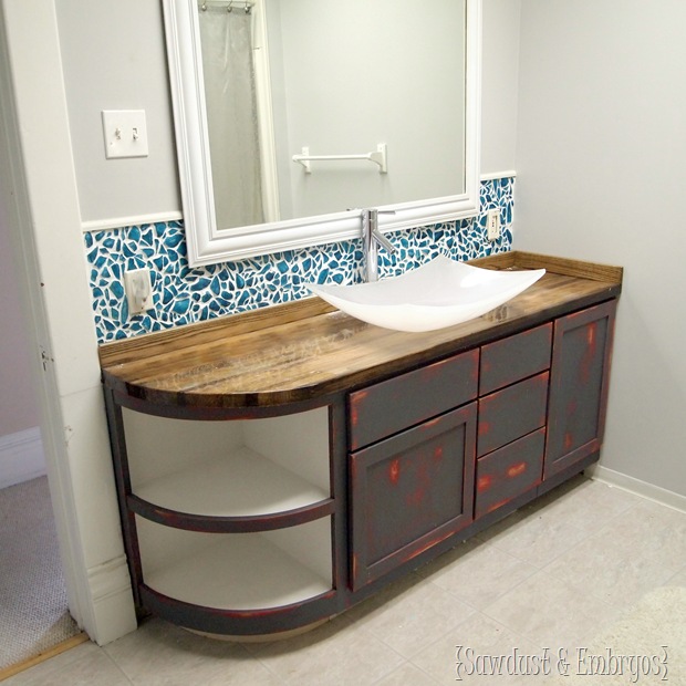 How To Build Butcher Block Countertops Reality Daydream Butcher Block Counter Tutorial With Mason Jar Backsplash Realitydaydream