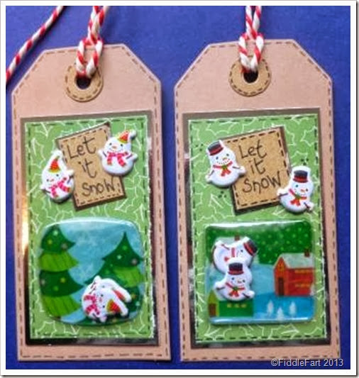 snow man tags using bubble christmas stickers