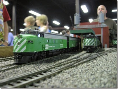 IMG_5440 Burlington Northern F7A #730 on the LK&R HO-Scale Layout at the WGH Show in Portland, OR on February 17, 2007