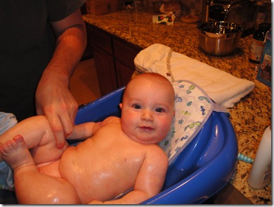 4.  Knox in baby tub