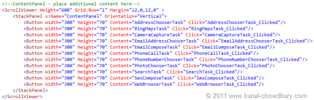 WP7.1 Demo - Task Chooser XAML