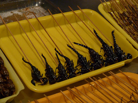 Mancare ciudata la Beijing: frigarui de scorpion
