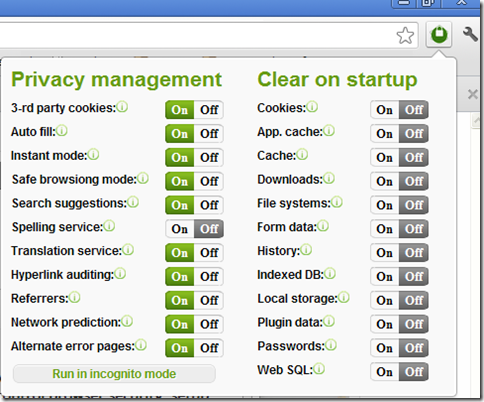 Estensione Chrome Privacy manager