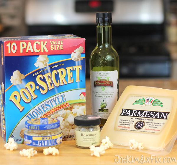 Olive oil rosemary garlic and pamesan popcorn