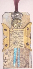 time flies clock crown collage tag