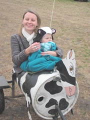 10.29.11 Cousins halloween get together Beth and Leah in the cow