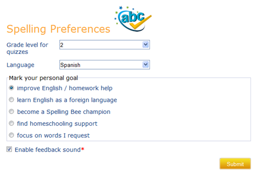 k5 spelling preferences