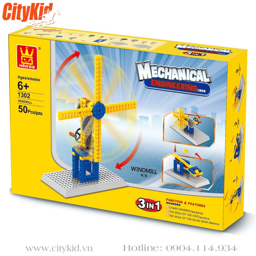 Đồ chơi lắp ráp mô hình cối xay gió Đồ chơi lắp ráp Wange 1302