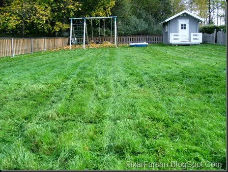 Sista Gräsklippningen och rengöring gräsklippare och vinterförvaring lekstuga (1)