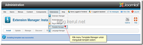 tukar templet Joomla 1.7 - capai template manager