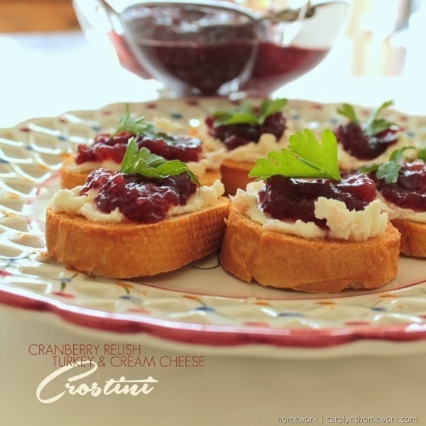 Cranberry Relish Crostini via homework | carolynshomework.com