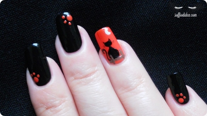 nail art - soffio di dea - soffiodidea - halloween - gatto nero - 2