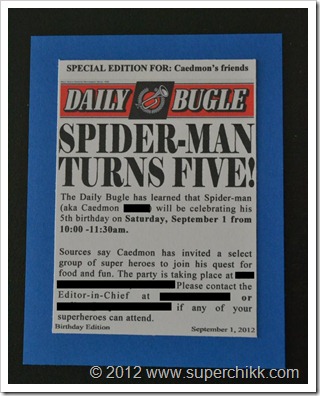 Spiderman invitation