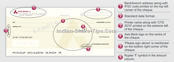 Axis bank cts 2010 compliant cheques