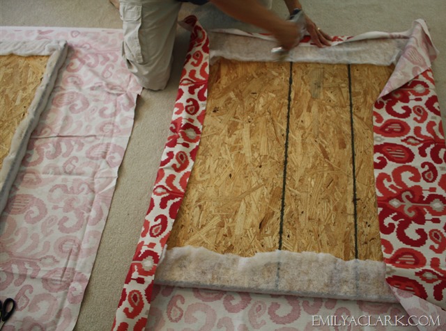 Fabric Covered Panels If You Need A Headboard Fast Emily Clark Covering The Headboards With Fabric