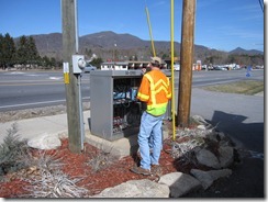 NC DOT workers adjust the signal!