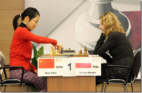 Hou Yifan vs Monika Socko, Round 2, Women's World Ch 2012