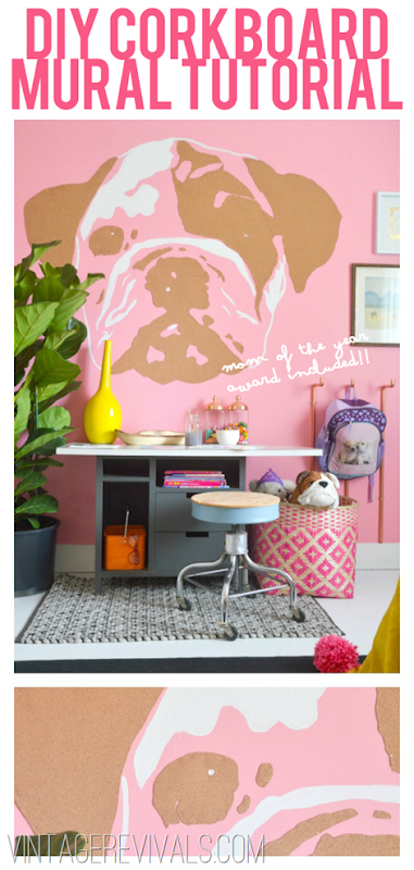 Diy Corkboard Wall Mural Bulldog Style Vintage Revivals