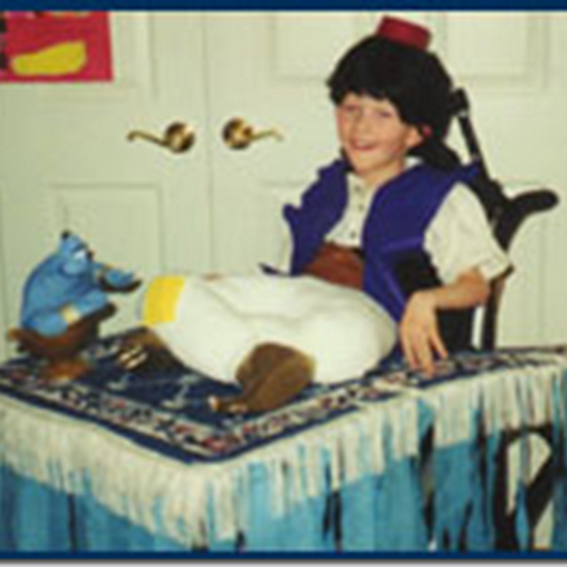 Disfraz Aladino con alfombra voladora para silla de ruedas