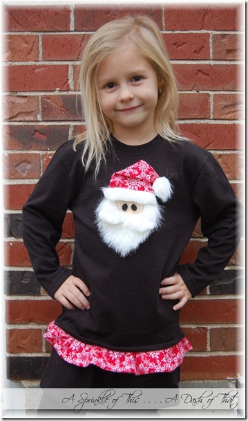 Santa shirt with ruffle bottom tutorial {A Sprinkle of This . . . . A Dash of That}