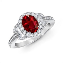 Oval Ruby and Diamond Design Rings