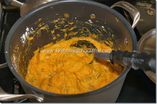 cooking the pumpkin to make pumpkin goop cooking the pumpkin to make pumpkin goop