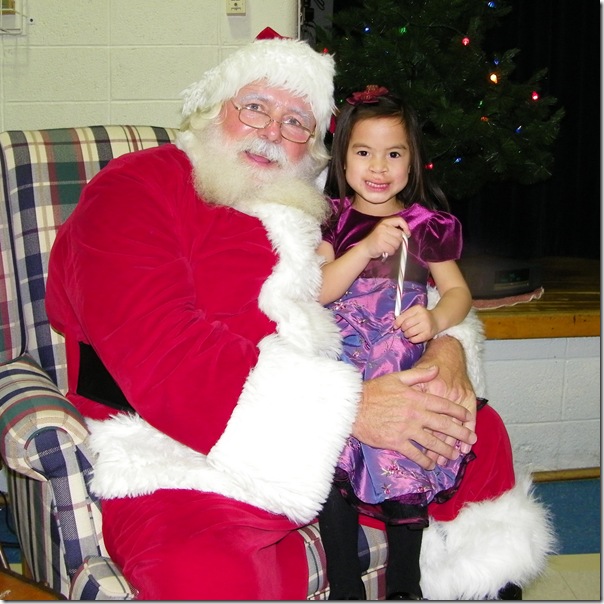 She even stood in line to sit on Santa's lap
