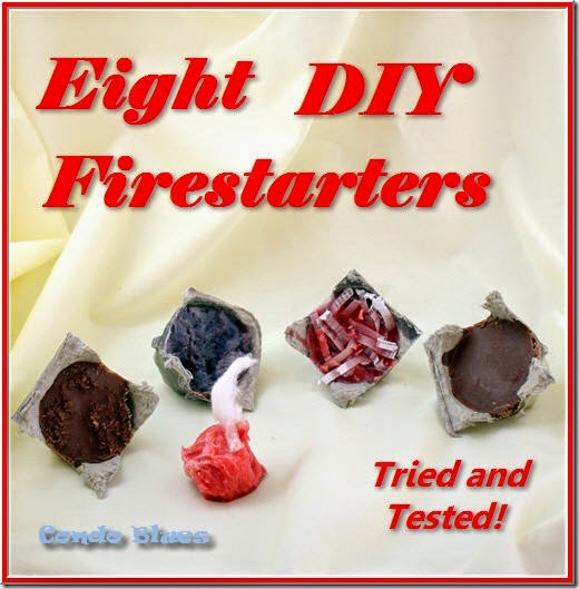 eight recycled homemade fire starters