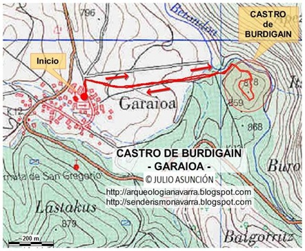 Mapa castro Burdigain - Garaioa