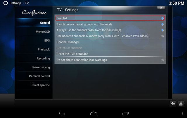 XBMCTV-Settings