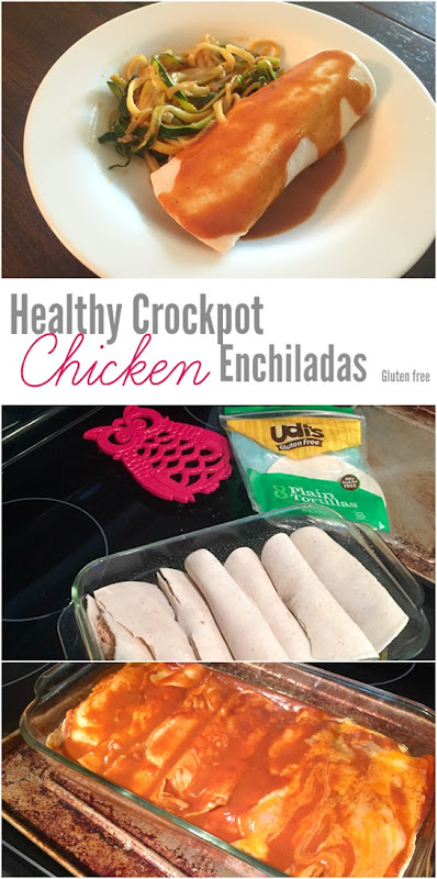 Healthy Crockpot Enchiladas - Make with chicken or veggies..or mix and match to feed everyone like I did. Gluten Free and Dairy Free options