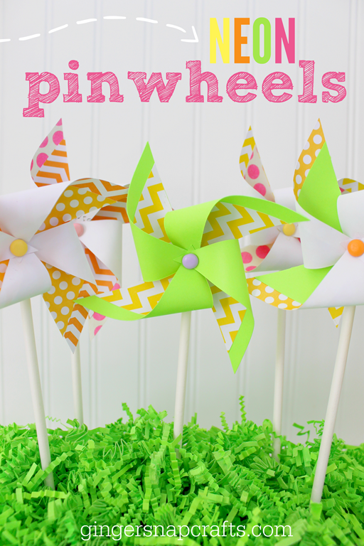 NEON pinwheels at GingerSnapCrafts.com #SilhouetteCameo #SIhouettePortrait #papercraft