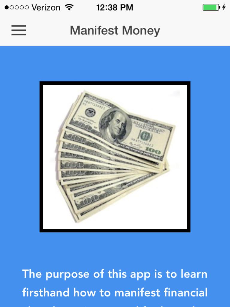 Manifest Money Screen 1