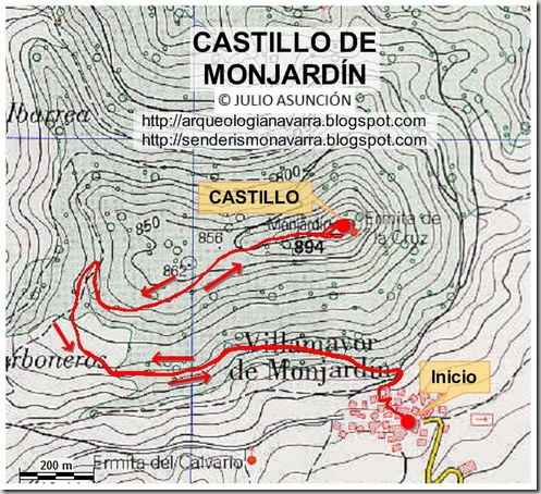 Mapa ruta Castillo de Monjardín